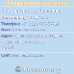 Петербургская Топливная Компания, АЗС # 13