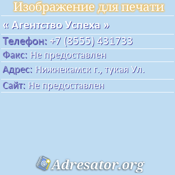Агентство Успеха по адресу: Нижнекамск г., тукая Ул.
