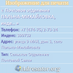Почтовое отделение ПАЛЬНА-МИХАЙЛОВКА, индекс 399732