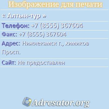 Алтын-тур по адресу: Нижнекамск г., химиков Просп.