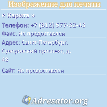 Карита по адресу: Санкт-Петербург, Суворовский проспект, д. 48
