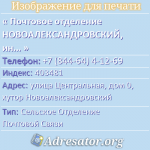 Почтовое отделение НОВОАЛЕКСАНДРОВСКИЙ, индекс 403481