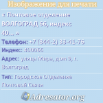 Почтовое отделение ВОЛГОГРАД 66, индекс 400066