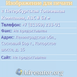 Петербургская Топливная Компания, АЗС # 62